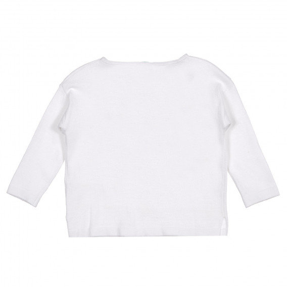 Памучна блуза с щампа на риба за бебе, бяла Benetton 227918 4
