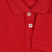 Памучна блуза с къс ръкав и яка, червена Benetton 227929 3