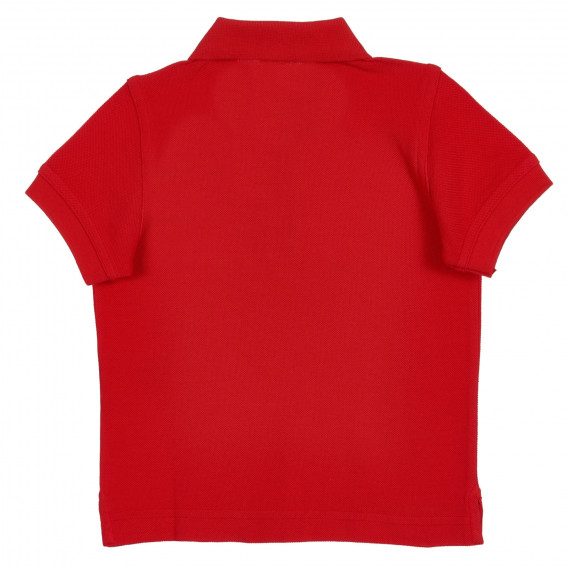 Памучна блуза с къс ръкав и яка, червена Benetton 227930 4
