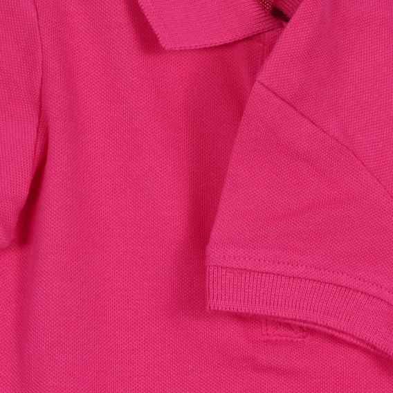 Памучна блуза с къс ръкав и яка, тъмно розова Benetton 227945 3