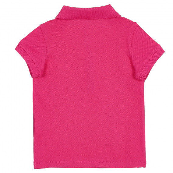 Памучна блуза с къс ръкав и яка, тъмно розова Benetton 227946 4