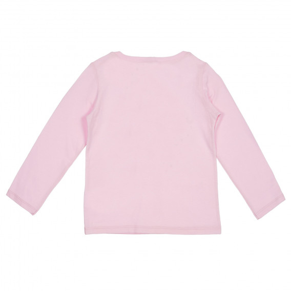 Памучна блуза с дълъг ръкав и брокатен надпис за бебе, розова Benetton 227954 4