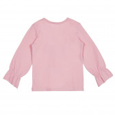 Памучна блуза с дълъг ръкав и апликация, розова Benetton 227980 4
