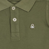 Памучна блуза с къс ръкав и яка, зелена Benetton 227982 2