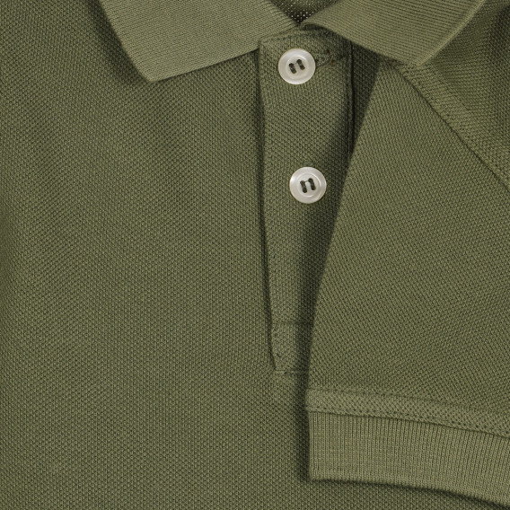 Памучна блуза с къс ръкав и яка, зелена Benetton 227983 3