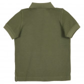 Памучна блуза с къс ръкав и яка, зелена Benetton 227984 4