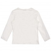 Памучна блуза с графичен принт и апликация, бяла Benetton 228012 4