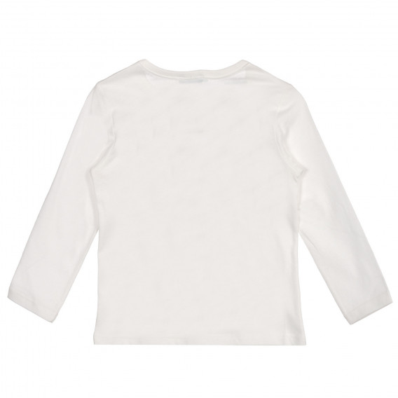 Памучна блуза с графичен принт и апликация, бяла Benetton 228012 4