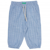 Памучен панталон на райета 7/8 дължина, син Benetton 228057 