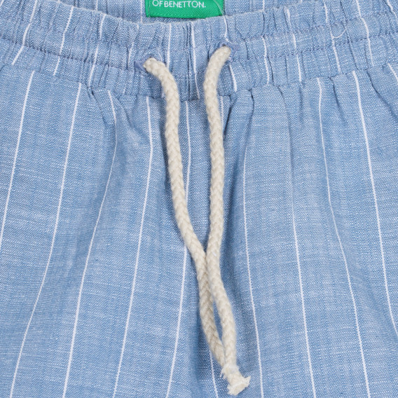 Памучен панталон на райета 7/8 дължина, син Benetton 228058 2