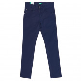 Памучен дънков панталон, тъмно син Benetton 228109 