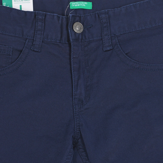 Памучен дънков панталон, тъмно син Benetton 228110 2