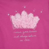Памучна блуза с апликация, розова Benetton 228142 2