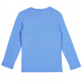 Памучна блуза с брокатена щампа, синя Benetton 228176 4