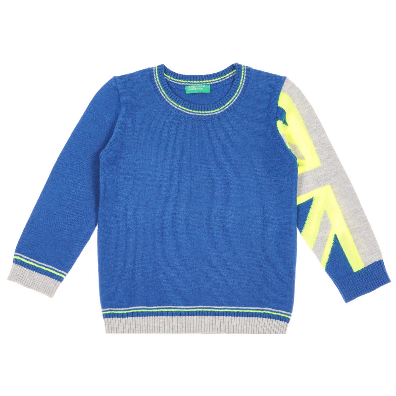 Пуловер с акцент на ръкава за бебе, син  228210