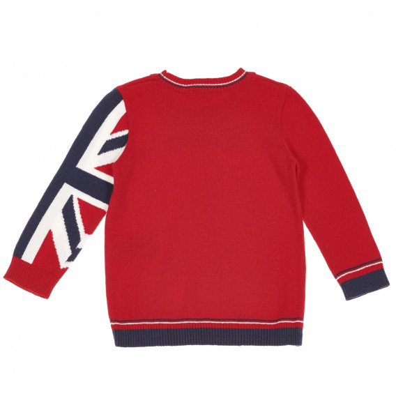 Пуловер с акцент на ръкава за бебе, червен Benetton 228221 4