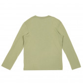Памучна блуза с апликация от пайети, зелена Benetton 228277 4