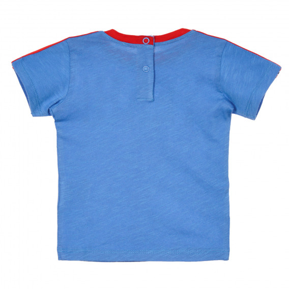 Памучна тениска с червени кантове и надпис за бебе, синя Benetton 228321 4