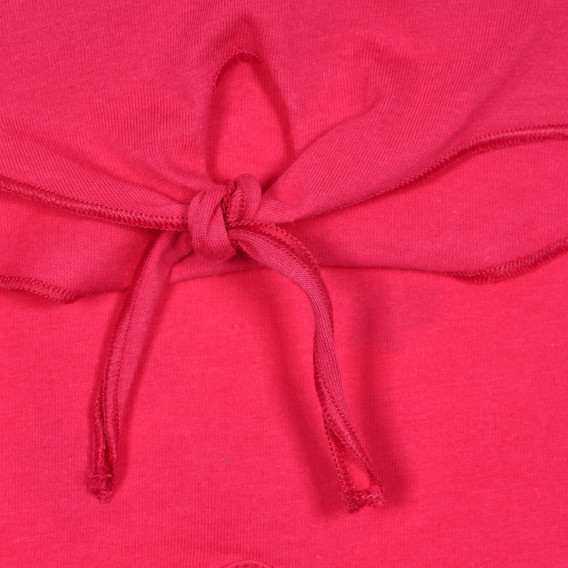 Памучна тениска с издължена задна част и принт за бебе, розова Benetton 228336 3