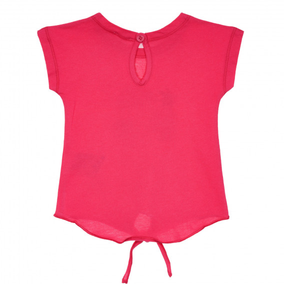 Памучна тениска с издължена задна част и принт за бебе, розова Benetton 228337 4