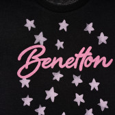 Памучна тениска с фигурален принт и надпис на бранда за бебе, черна Benetton 228391 2