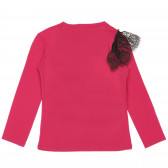 Памучна блуза с дантела и щампа, розова Sisley 228425 4