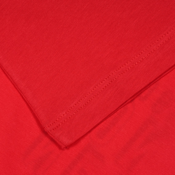 Памучна блуза с къс ръкав и надпис на бранда, червена Benetton 228444 3
