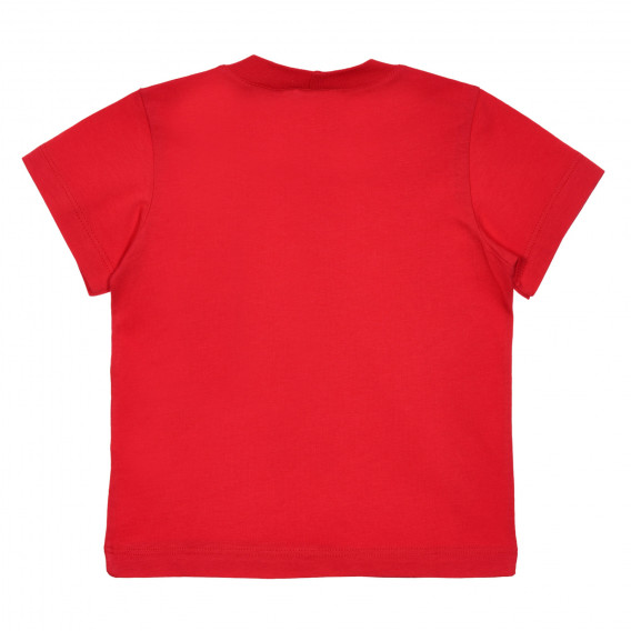 Памучна блуза с къс ръкав и надпис на бранда, червена Benetton 228445 4