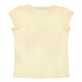 Памучна тениска с флорален принт и апликация за бебе, жълта Benetton 228449 4