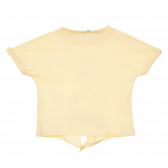 Памучна тениска с щампа, жълта Benetton 228453 4
