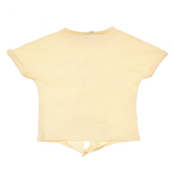 Памучна тениска с щампа, жълта Benetton 228453 4
