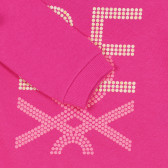 Суитшърт с логото на бранда за бебе, розов Benetton 228492 3