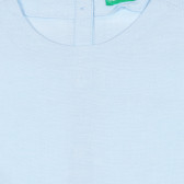 Памучна блуза с дълъг ръкав и панделка, светло синя Benetton 228495 2