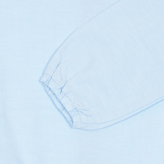 Памучна блуза с дълъг ръкав и панделка, светло синя Benetton 228496 3