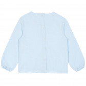 Памучна блуза с дълъг ръкав и панделка, светло синя Benetton 228497 4