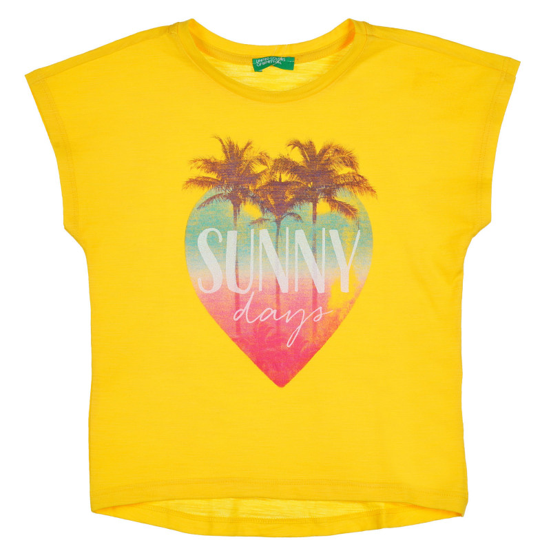 Памучна тениска с графичен принт за бебе, жълта  228564