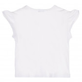 Памучна тениска с къдрички и щампа за бебе, бяла Benetton 228587 4