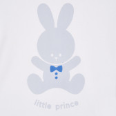 Памучна тениска с щампа на зайче за бебе, бяла Benetton 228589 2