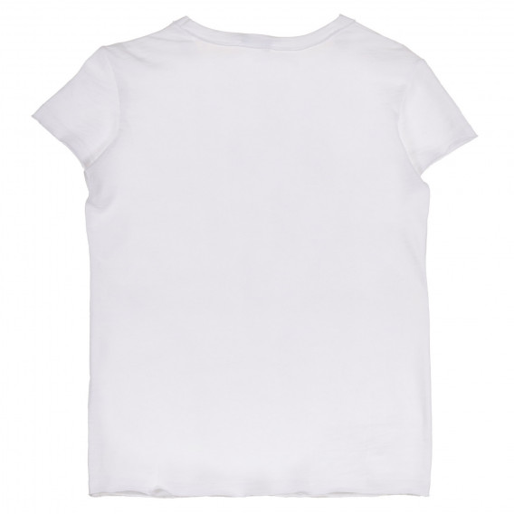 Памучна тениска с надпис от пайети, бяла Benetton 228598 4