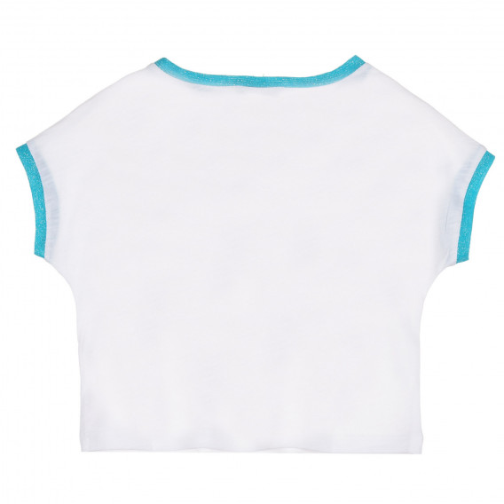 Памучна тениска със сини акценти, бял цвят Benetton 228610 4