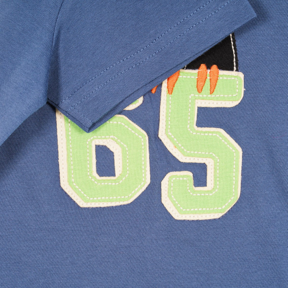 Памучна тениска с апликация за бебе, синя Benetton 228637 3