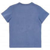 Памучна тениска с апликация за бебе, синя Benetton 228638 4