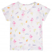 Памучна тениска с графичен принт за бебе, бяла Benetton 228651 