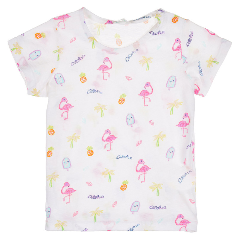 Памучна тениска с графичен принт за бебе, бяла  228651