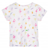 Памучна тениска с графичен принт за бебе, бяла Benetton 228654 4