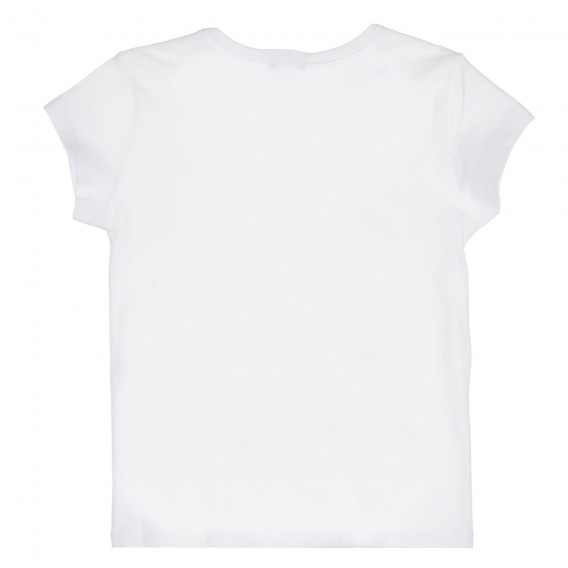 Памучна блуза с къс ръкав и брокатен надпис, бяла Benetton 228666 4