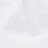 Тениска с тюл и пайети на ръкавите за бебе, бяла Benetton 228669 3