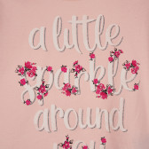 Памучна блуза с флорални акценти за бебе, розова Benetton 228680 2