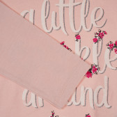Памучна блуза с флорални акценти за бебе, розова Benetton 228681 3