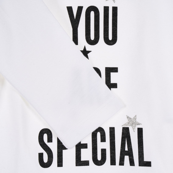 Памучна блуза с графичен принт, бяла Benetton 228685 3